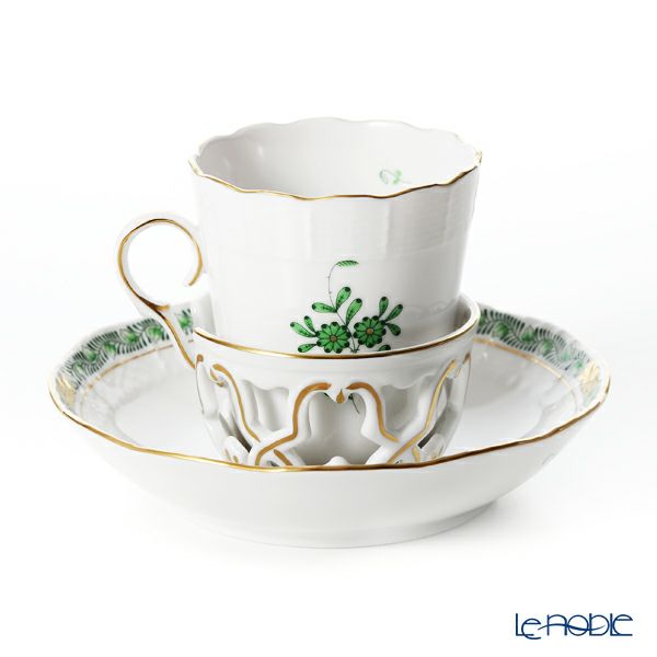 ヘレンド アポニーグリーン 00713-0-00／713 チョコレートカップ＆ソーサー