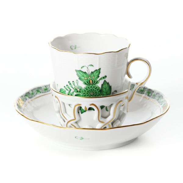 ヘレンド アポニーグリーン 00713-0-00／713 チョコレートカップ＆ソーサー