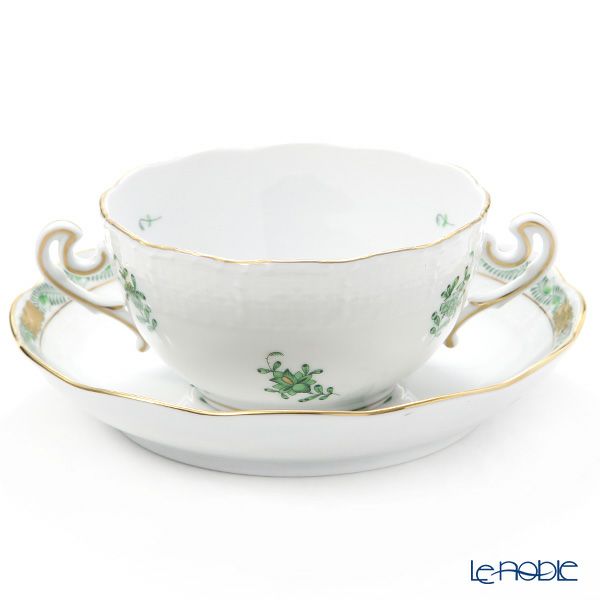 ヘレンド アポニーグリーン スープカップ＆ソーサー 180ml 00718-0-00／702