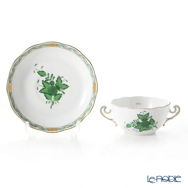 ヘレンド アポニーグリーン スープカップ＆ソーサー 180ml 00718-0-00／702