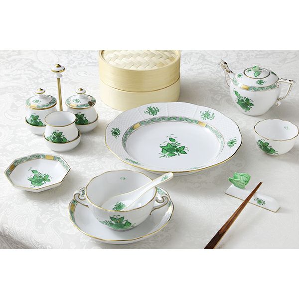 ヘレンド アポニーグリーン スープカップ＆ソーサー 180ml 00718-0-00／702