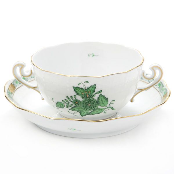 ヘレンド アポニーグリーン スープカップ＆ソーサー 180ml 00718-0-00／702