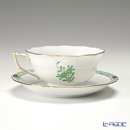 ヘレンド アポニーグリーン 00734-0-00／734 ティーカップ＆ソーサー（ロウ）