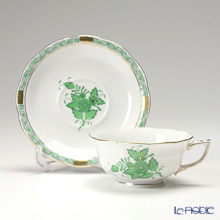 ヘレンド アポニーグリーン 00734-0-00／734 ティーカップ＆ソーサー（ロウ）
