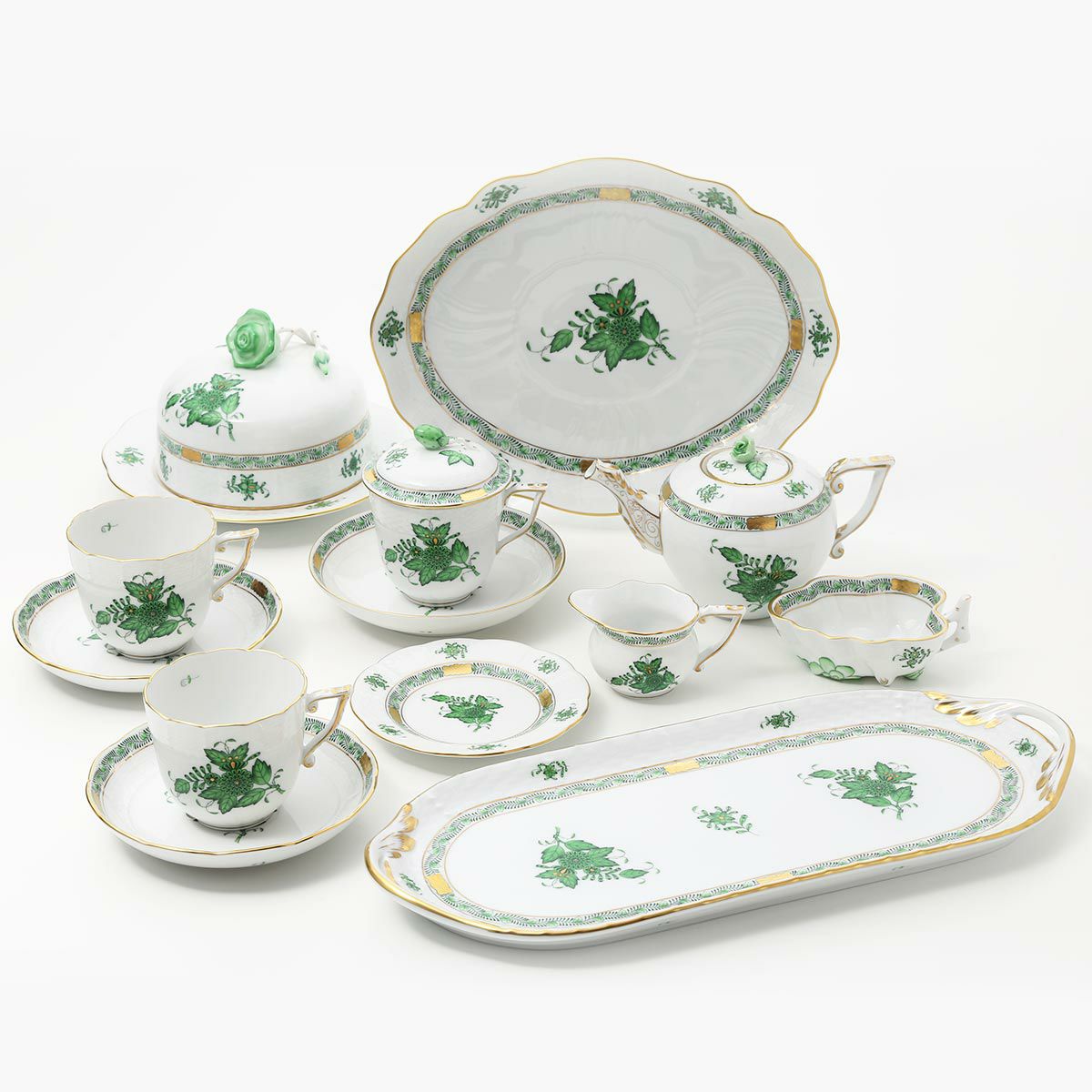 ヘレンド アポニーグリーン 01211-0-00 ファンシーディッシュ 26.5cm