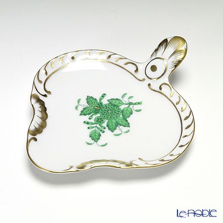 ヘレンド アポニーグリーン 02452／02451 ティーストレーナー／トレイ