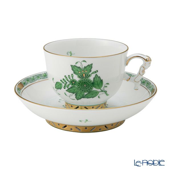 ヘレンド シノワズリ（中国趣味）アポニーグリーン 03364-0-21 マンダリン ラージカップ＆ソーサー