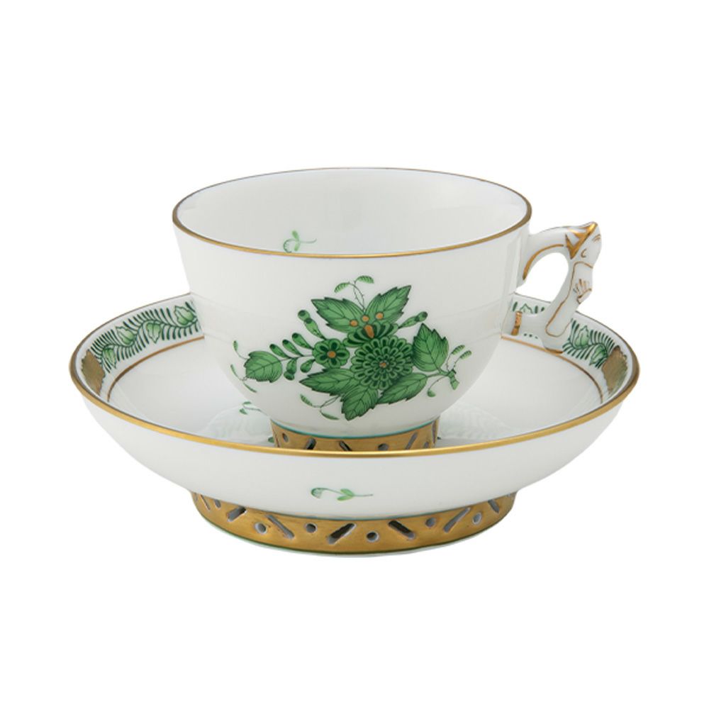 ヘレンド アポニーグリーン AV スモールカップ＆ソーサー 03371-0-21
