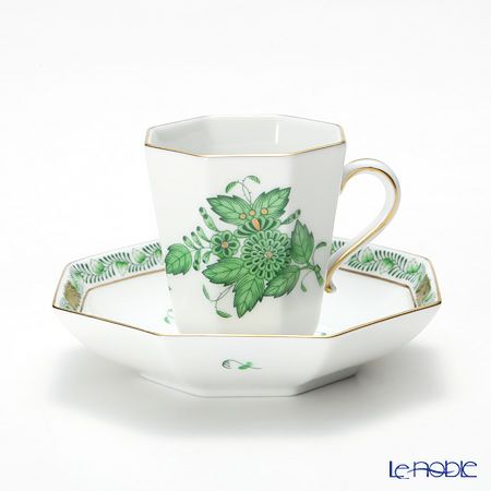 ヘレンド アポニーグリーン 04307-0-00 モカカップ＆ソーサー（オクタゴナル）