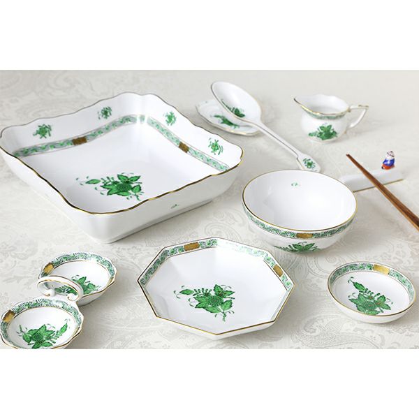 ヘレンド アポニーグリーン 04307-1-00 小皿（オクタゴナル） 11cm