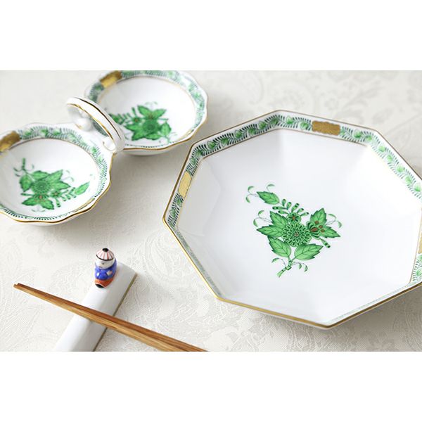 ヘレンド アポニーグリーン 04307-1-00 小皿（オクタゴナル） 11cm