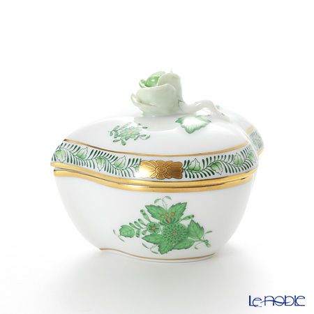 ヘレンド アポニーグリーン 06005-0-09／6004 ハートボックス（ローズ）