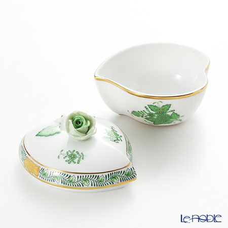 ヘレンド アポニーグリーン 06005-0-09／6004 ハートボックス（ローズ）