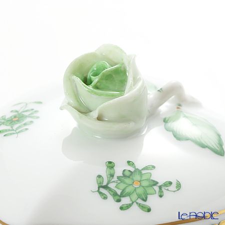 ヘレンド アポニーグリーン 06005-0-09／6004 ハートボックス（ローズ）