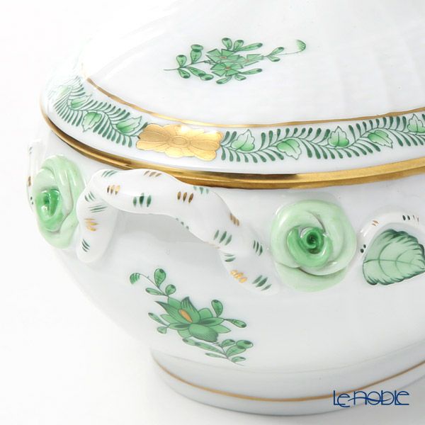 ヘレンド アポニーグリーン 06011-0-09 オーバルボックス（ローズ）