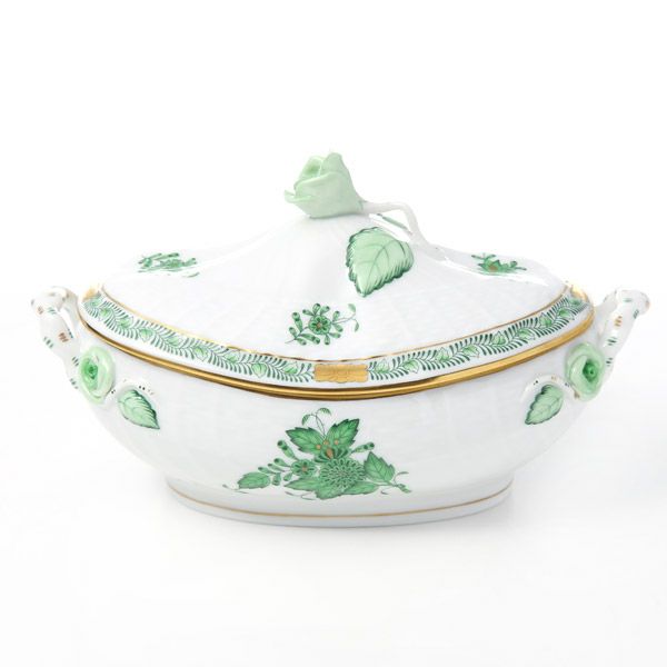 ヘレンド アポニーグリーン 06011-0-09 オーバルボックス（ローズ）