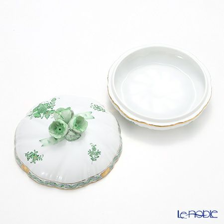 ヘレンド アポニーグリーン 06026-0-29 ラウンドボックス（フラワー） 17cm