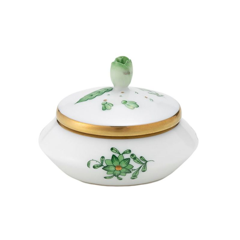 ヘレンド アポニーグリーン 06027-0-12／6027 ラウンドボックス（ツボミ） 6.5cm