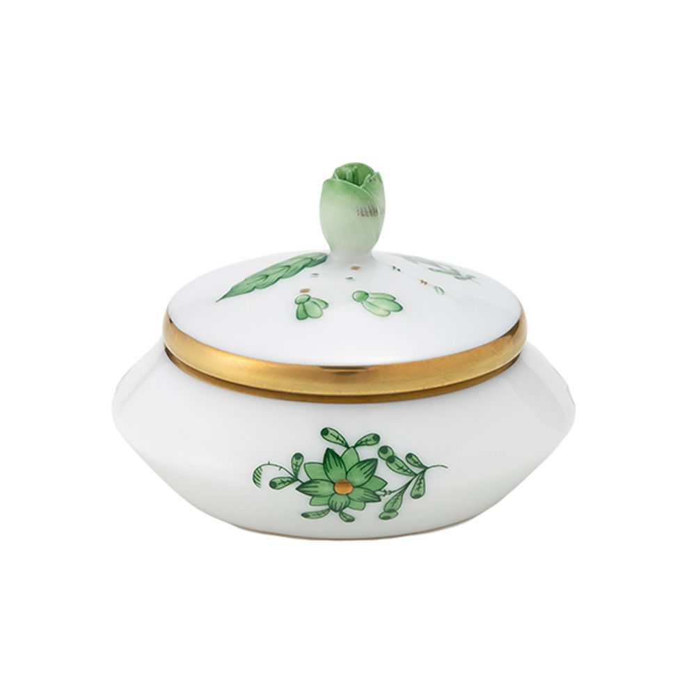 ヘレンド アポニーグリーン 06027-0-12／6027 ラウンドボックス（ツボミ） 6.5cm