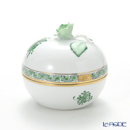 ヘレンド アポニーグリーン 06032-0-09 ラウンドボックス（ローズ） 10cm