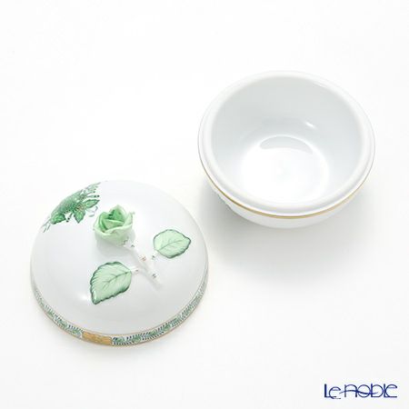 ヘレンド アポニーグリーン 06032-0-09 ラウンドボックス（ローズ） 10cm