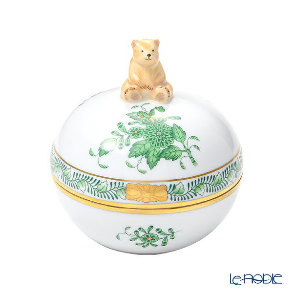 ヘレンド アポニーグリーン AV ラウンドボックス クマ 06033-0-71