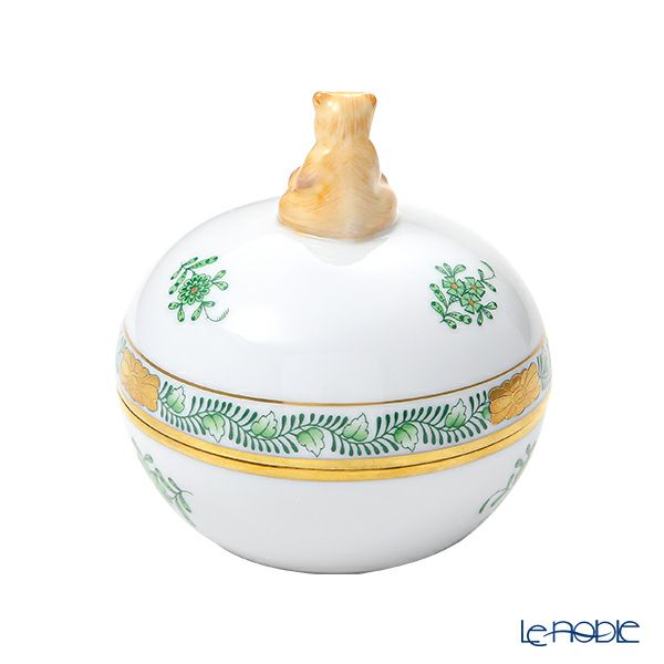 ヘレンド アポニーグリーン AV ラウンドボックス クマ 06033-0-71