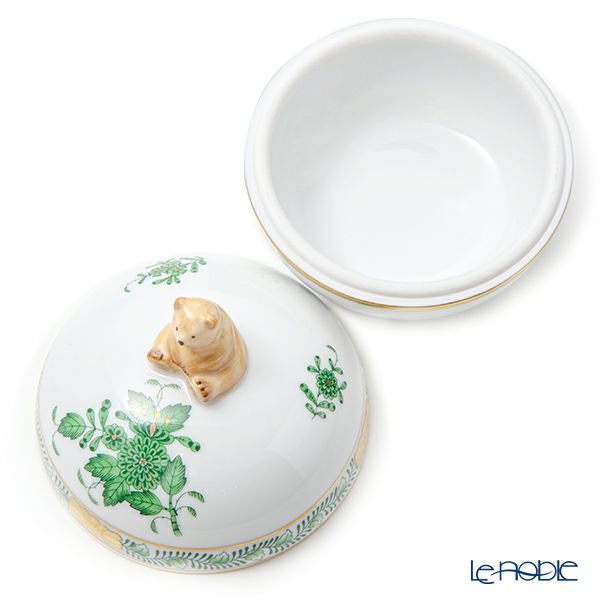 ヘレンド アポニーグリーン AV ラウンドボックス クマ 06033-0-71