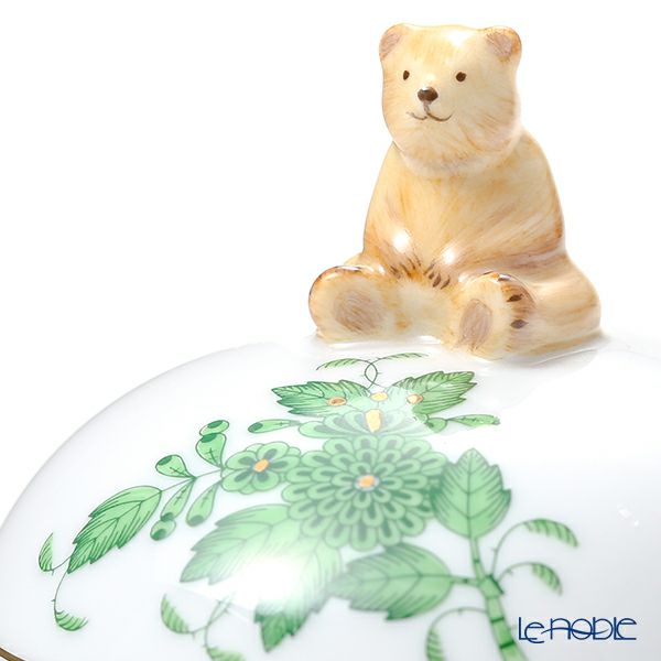 ヘレンド アポニーグリーン AV ラウンドボックス クマ 06033-0-71