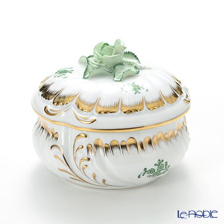 ヘレンド アポニーグリーン 06035-0-09 ラウンドボックス 12cm