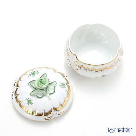 ヘレンド アポニーグリーン 06035-0-09 ラウンドボックス 12cm