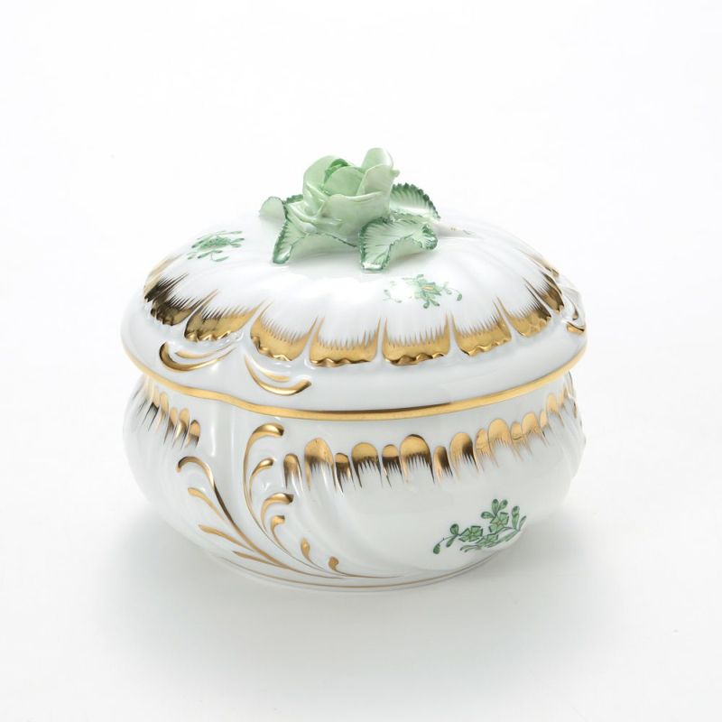 ヘレンド アポニーグリーン 06035-0-09 ラウンドボックス 12cm