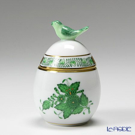 ヘレンド アポニーグリーン 06043-0-05 タマゴボックス 縦 トリ 7.5cm