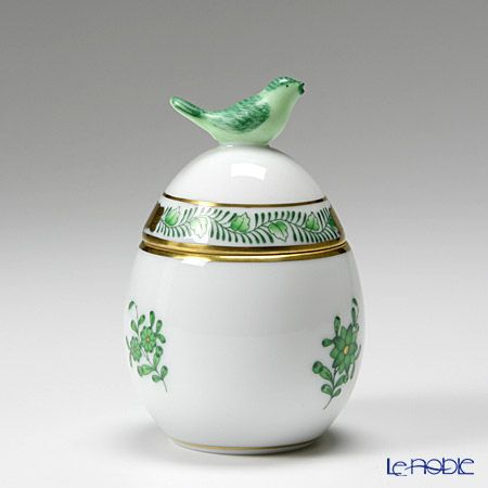 ヘレンド アポニーグリーン 06043-0-05 タマゴボックス 縦 トリ 7.5cm