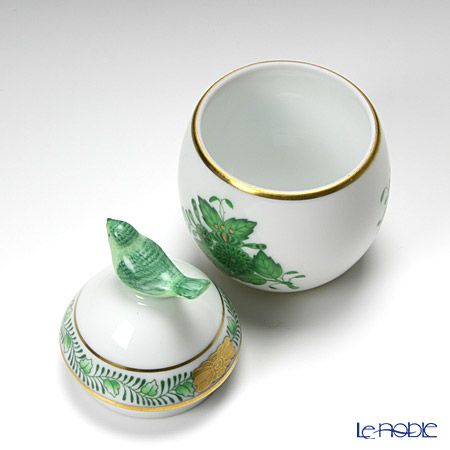 ヘレンド アポニーグリーン 06043-0-05 タマゴボックス 縦 トリ 7.5cm