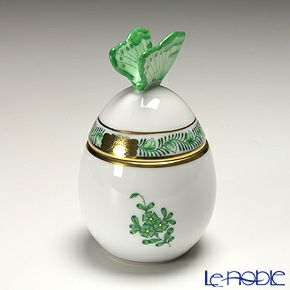 ヘレンド アポニーグリーン 06043-0-17 タマゴボックス 縦 チョウ 7.5cm