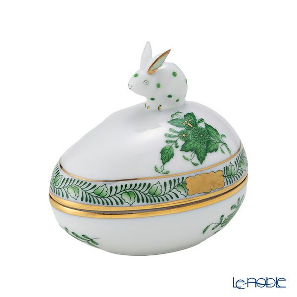 ヘレンド アポニーグリーン AV タマゴボックス ヨコ ウサギ 6.5cm 06054-0-25