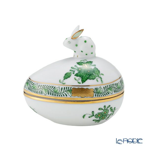 ヘレンド アポニーグリーン AV タマゴボックス ヨコ ウサギ 6.5cm 06054-0-25