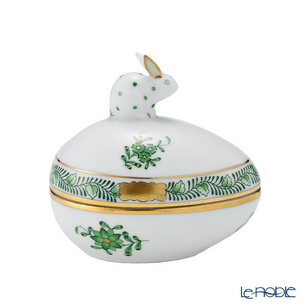 ヘレンド アポニーグリーン AV タマゴボックス ヨコ ウサギ 6.5cm 06054-0-25