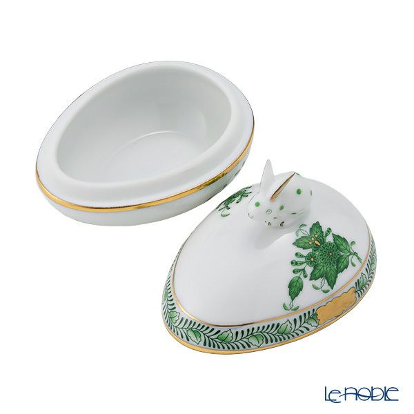 ヘレンド アポニーグリーン AV タマゴボックス ヨコ ウサギ 6.5cm 06054-0-25