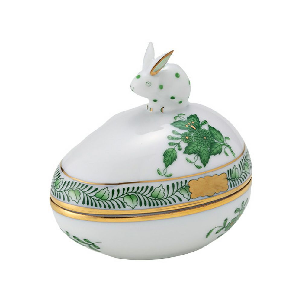 ヘレンド アポニーグリーン AV タマゴボックス ヨコ ウサギ 6.5cm 06054-0-25