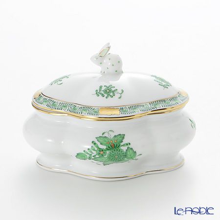 ヘレンド アポニーグリーン 06058-0-25 ボンボン入れ（ラビット）