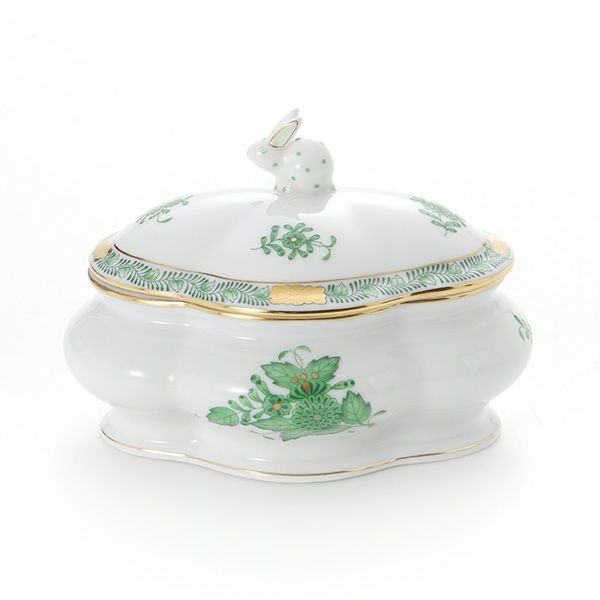 ヘレンド アポニーグリーン 06058-0-25 ボンボン入れ（ラビット）