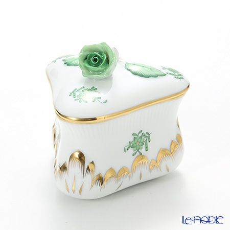 ヘレンド アポニーグリーン 06079-0-09 ボンボン入れ トライアングルボックス（ローズ）