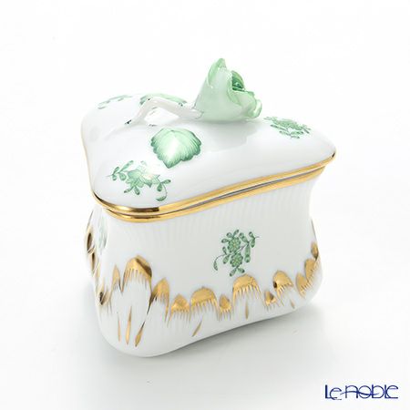 ヘレンド アポニーグリーン 06079-0-09 ボンボン入れ トライアングルボックス（ローズ）