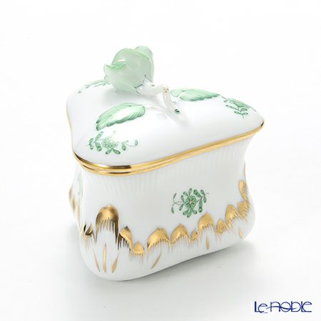 ヘレンド アポニーグリーン 06079-0-09 ボンボン入れ トライアングルボックス（ローズ）