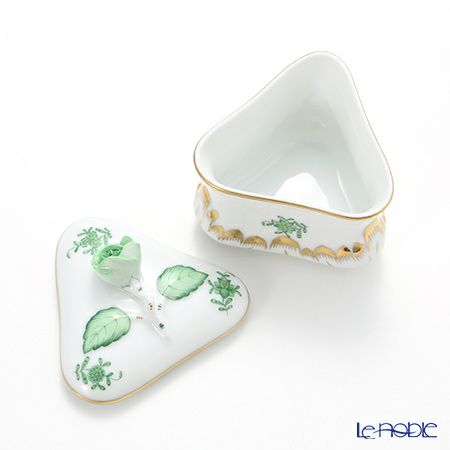 ヘレンド アポニーグリーン 06079-0-09 ボンボン入れ トライアングルボックス（ローズ）