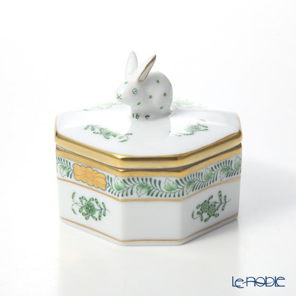 ヘレンド アポニーグリーン 06104-0-25 オクタゴナルボックス（ウサギ）