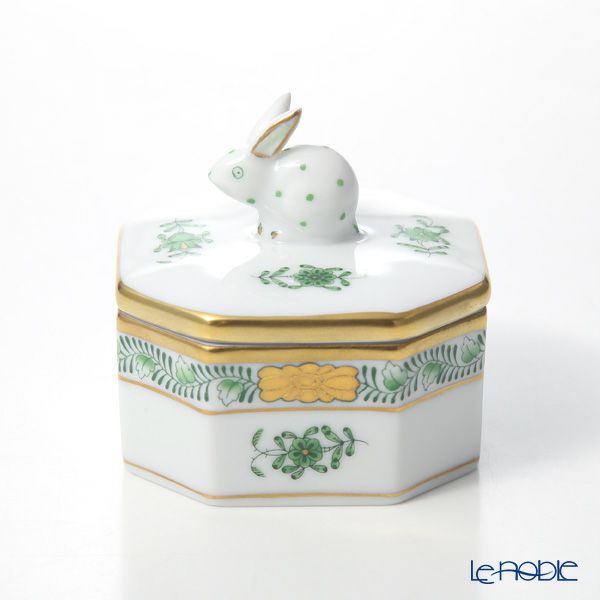 ヘレンド アポニーグリーン 06104-0-25 オクタゴナルボックス（ウサギ）