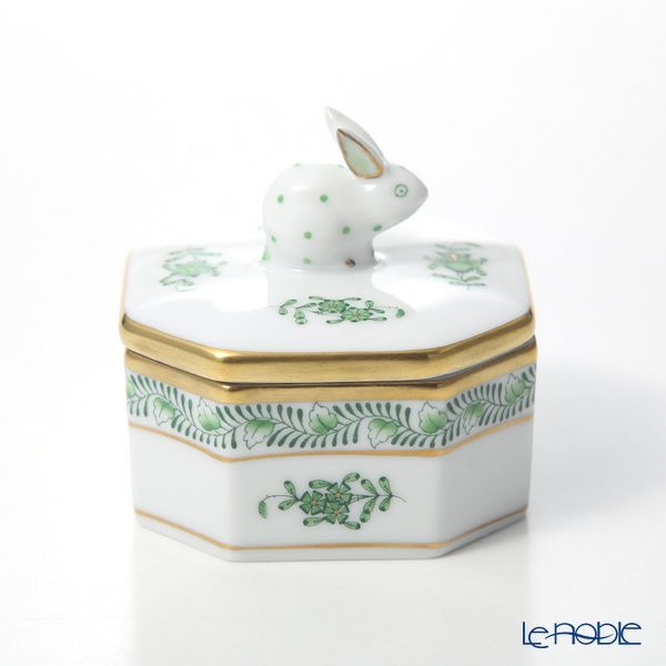 ヘレンド アポニーグリーン 06104-0-25 オクタゴナルボックス（ウサギ）